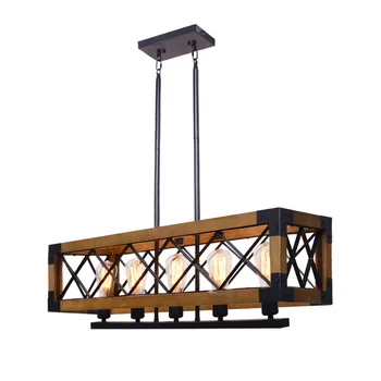Винтажная деревянная Люстра, Промышленный деревянный светильник для освещения Гостиной, ресторана, Столовой, Подвесной светильник, Фара
