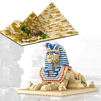 Всемирно известная историческая архитектура Египта, Микро-Алмазный блок, Пирамида Хуфу, Сфинкс, Строительный Кирпич, Модель Мумии, Игрушка, Нанобриксы