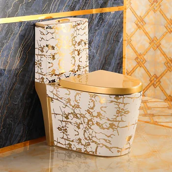 Гальванический золотой унитаз Керамический цветной унитаз Доступный роскошный стиль Французский Итальянский Европейский стиль Роскошное золото