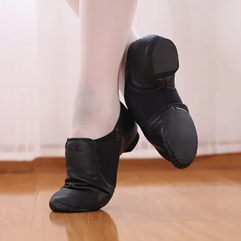 Джазовые танцевальные туфли USHINE из натуральной кожи, коричнево-черная джазовая обувь на противоскользящей подошве, Высококачественные танцевальные кроссовки для взрослых Для девочек, женщин