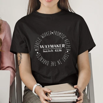 Женская футболка Way Maker с винтажным принтом в стиле Харадзюку, летние черные топы с коротким рукавом, популярная женская одежда в американском стиле, Бесплатная доставка