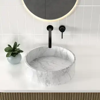 Круглая раковина для ванной комнаты 17 дюймов серого цвета под мрамор