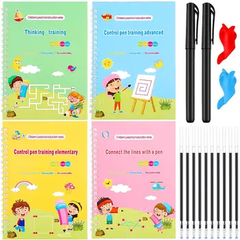 Новые 4 книги/набор Для Обучения рисованию и письму, детские игрушки Монтессори, Многоразовые 3D-пазы, Тетради, игры для логического мышления, книги