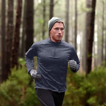 Новый осенний мужской быстросохнущий спортивный пуловер для бега с длинным рукавом, однотонная дышащая футболка на молнии