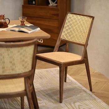 Обеденный стол и стул из массива скандинавского дерева, ротанговое кресло для отдыха, кресло для ресторана, кафе, одиночный обеденный стул
