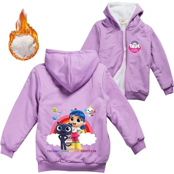Одежда True and The Anime Rainbow Kingdom / Детская теплая утепленная Бархатная куртка с капюшоном, Одежда для маленьких мальчиков, Куртки на молнии для девочек, Зимний костюм