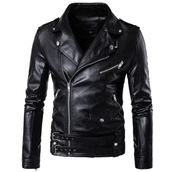 Осенне-зимняя ветровка из искусственной мотоциклетной кожи, куртки, Повседневная верхняя одежда в стиле панк, куртка-бомбер, искусственная куртка и пальто, Брендовая мужская одежда