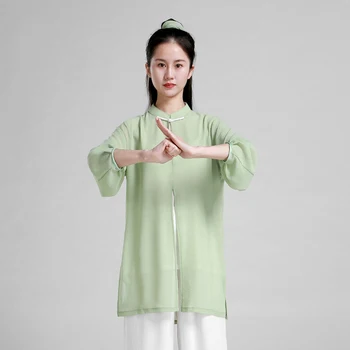 Платье Кунг-фу, Одежда для ушу, Одежда для Тайцзицюань, Униформа для боевых искусств, Женская Дышащая одежда для девочек, Kun Master 2023, Новый Стиль, светло-зеленый