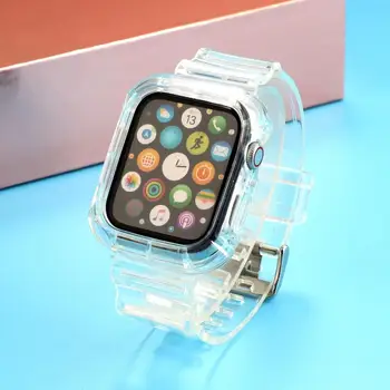 Прозрачный Ремешок для Apple Watch Band 5 4 38 40 42 44 мм силиконовый ремешок для спортивных часов iWatch 4 3 2 1 38 мм 42 мм Крышка