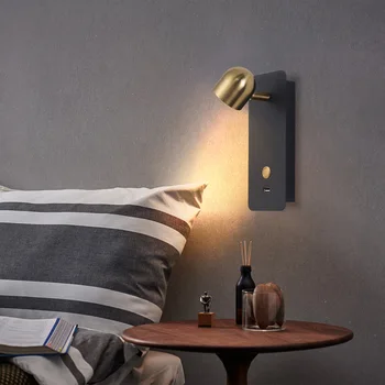 Светодиодный Прикроватный настенный светильник для Спальни, Современные Простые настенные светильники с переключателем, USB Зарядка, Фоновый декор, бра