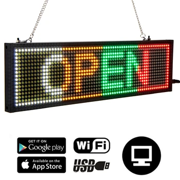 Светодиодный экран P5 34cm SMD RGB Светодиодный Экран с прокруткой Wifi для рекламы прямоугольной вывески Магазина Неоновая Открытая Вывеска