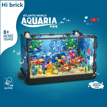 Строительные блоки, замечательный аквариум с черепахами и медузами, аквариум 725/753 шт., детский интеллектуальный блок для сборки, игрушечные украшения