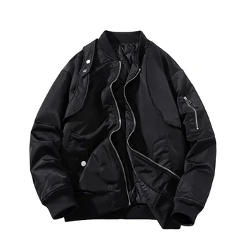 Утепленная осенне-зимняя куртка-бомбер мужская MA1 в стиле пэчворк Harajuku Зимнее летное пальто оверсайз бейсбольная одежда 2023